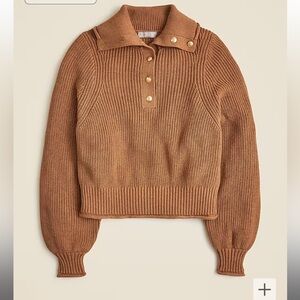 J. Crew Ribbed Cotton Button Collar Sweater